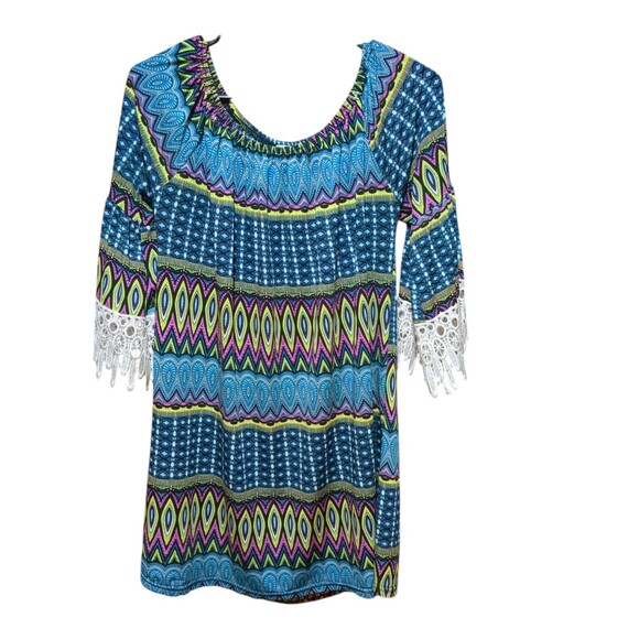 Win Win Turquoise, Yellow, Pink Women's 1/2 sleeve tunic - LG-XL - Picture 2 of 8
